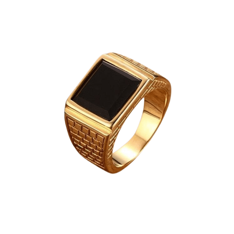 Golden Black Stone Ring