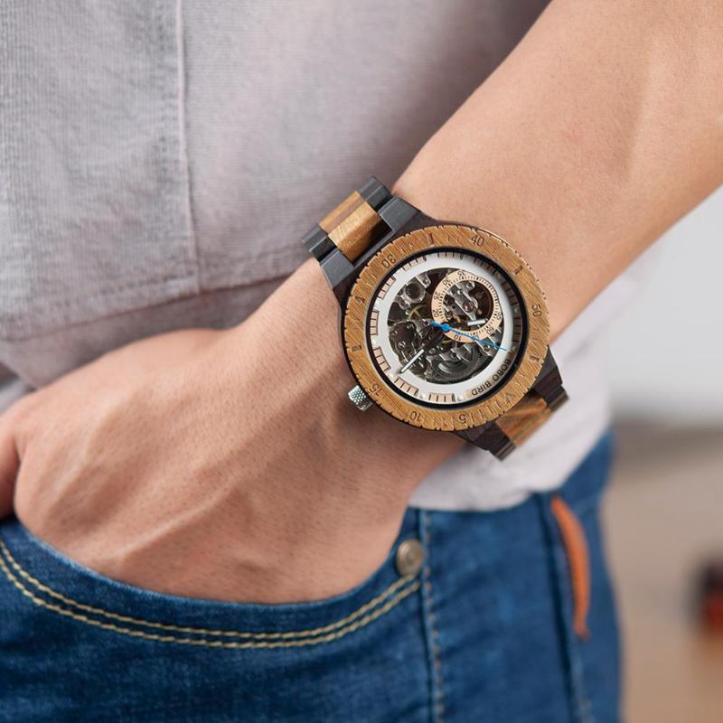 Bobo Bird Wooden Skeleton Automatic Maximus Watch