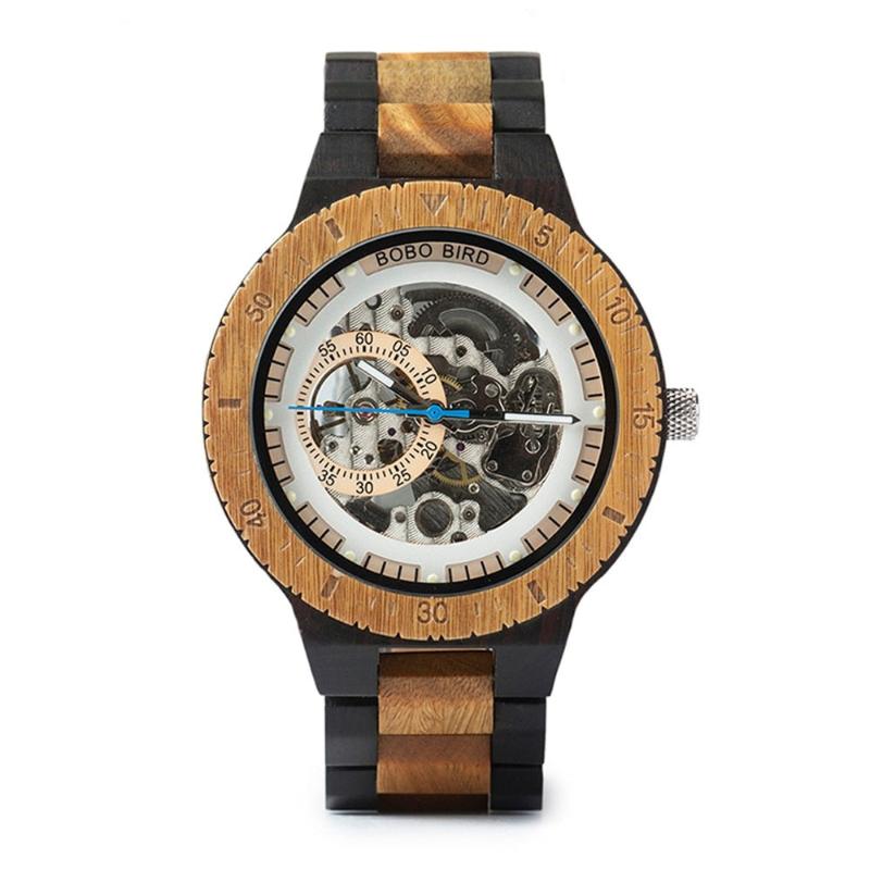 Bobo Bird Wooden Skeleton Automatic Maximus Watch