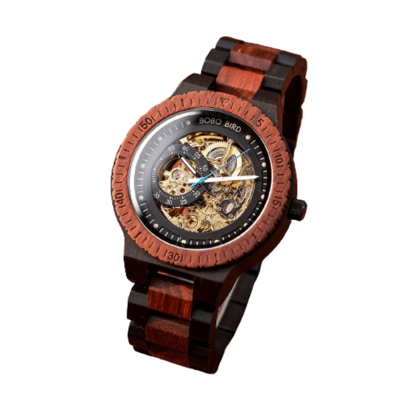 Bobo Bird Wooden Skeleton Automatic Maximus Watch
