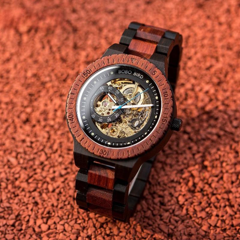 Bobo Bird Wooden Skeleton Automatic Maximus Watch