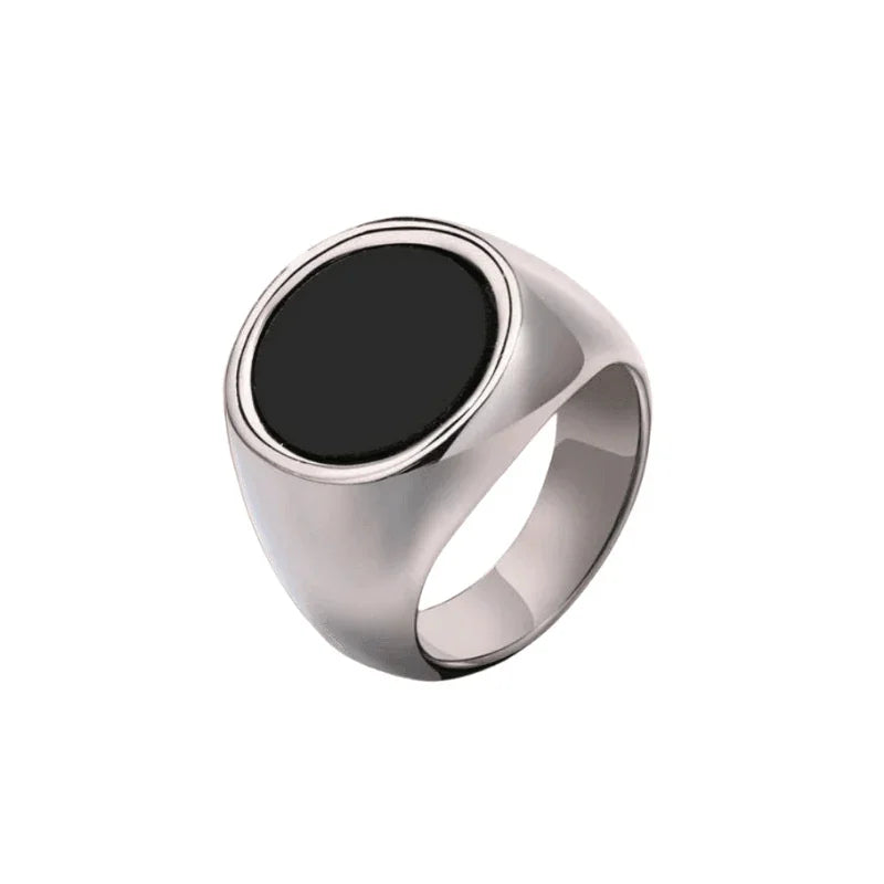 Silver Black Ball Ring