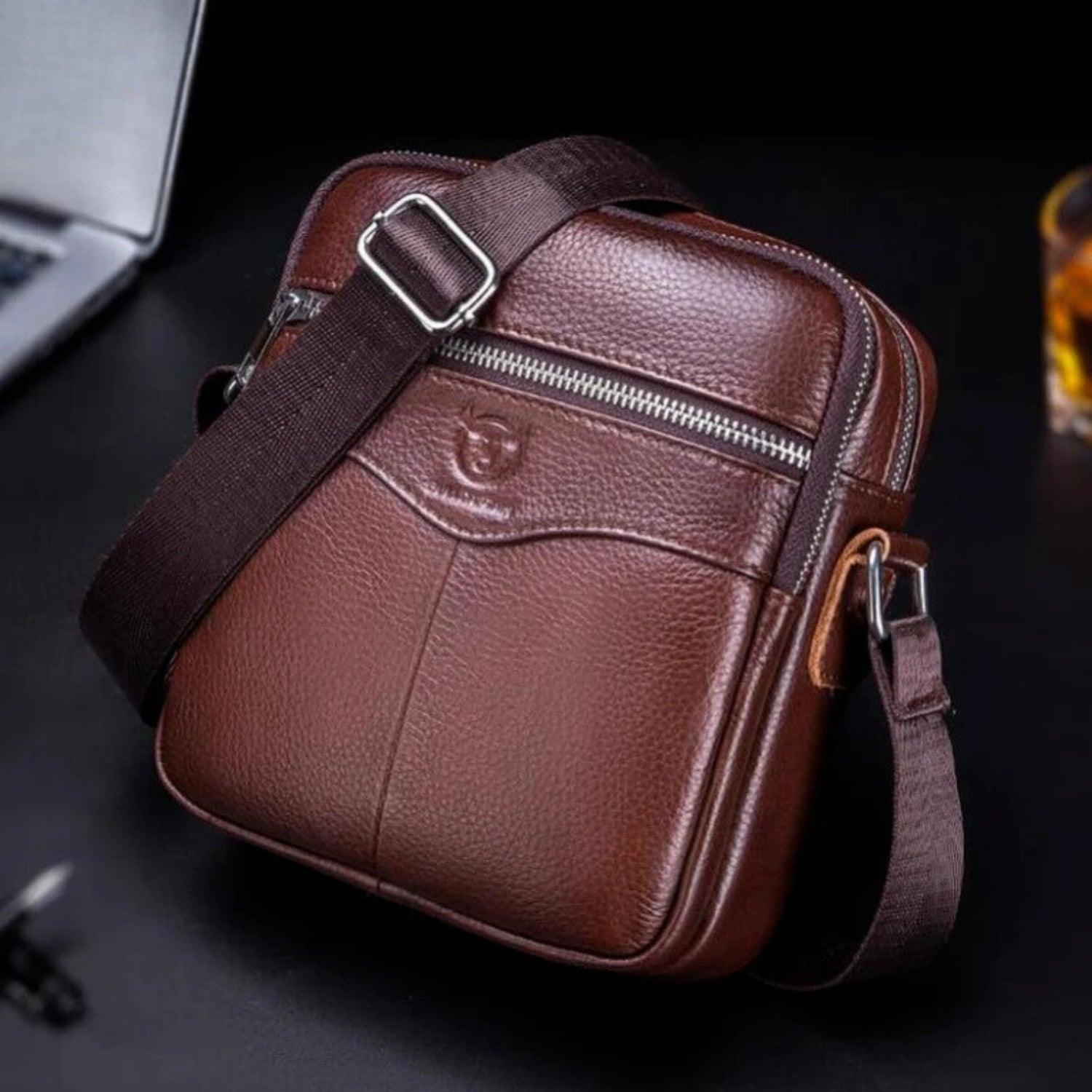 BullCaptain Executive Leather Crossbody Bag