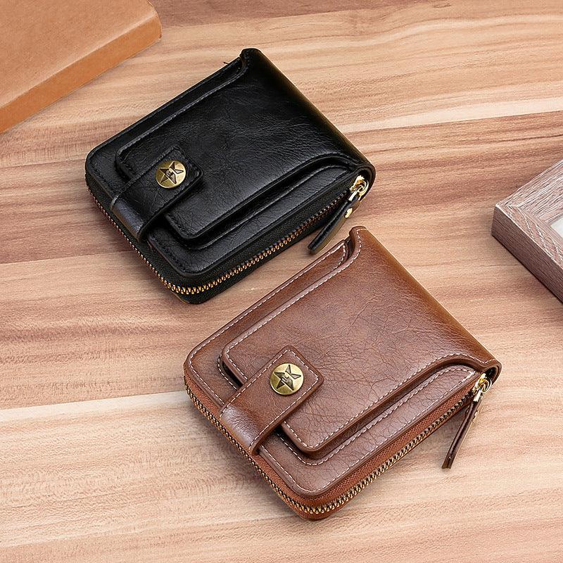 Ziper Protection Leather Wallet