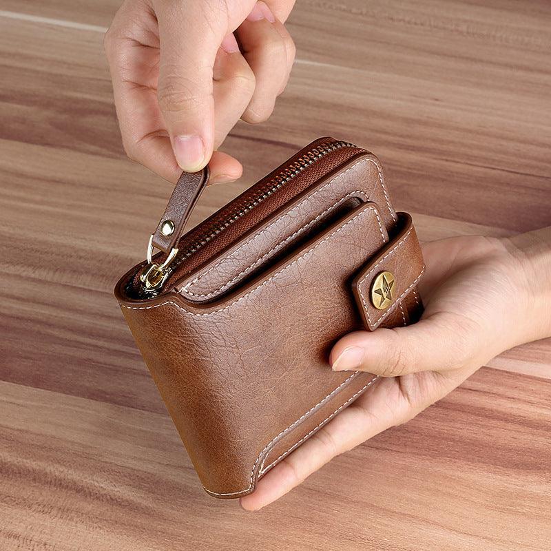 Ziper Protection Leather Wallet
