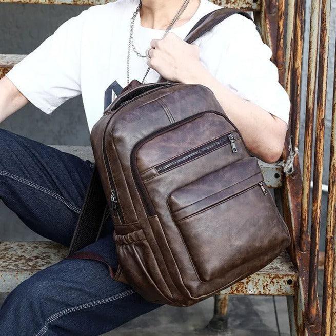 Compact Leather Backpack