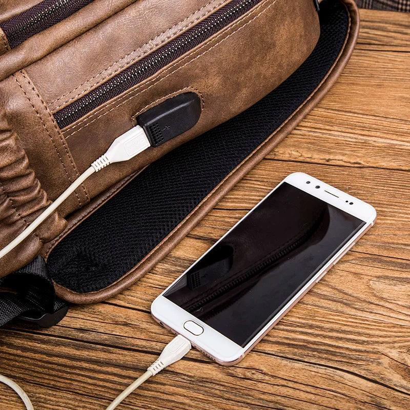 Compact Leather Backpack