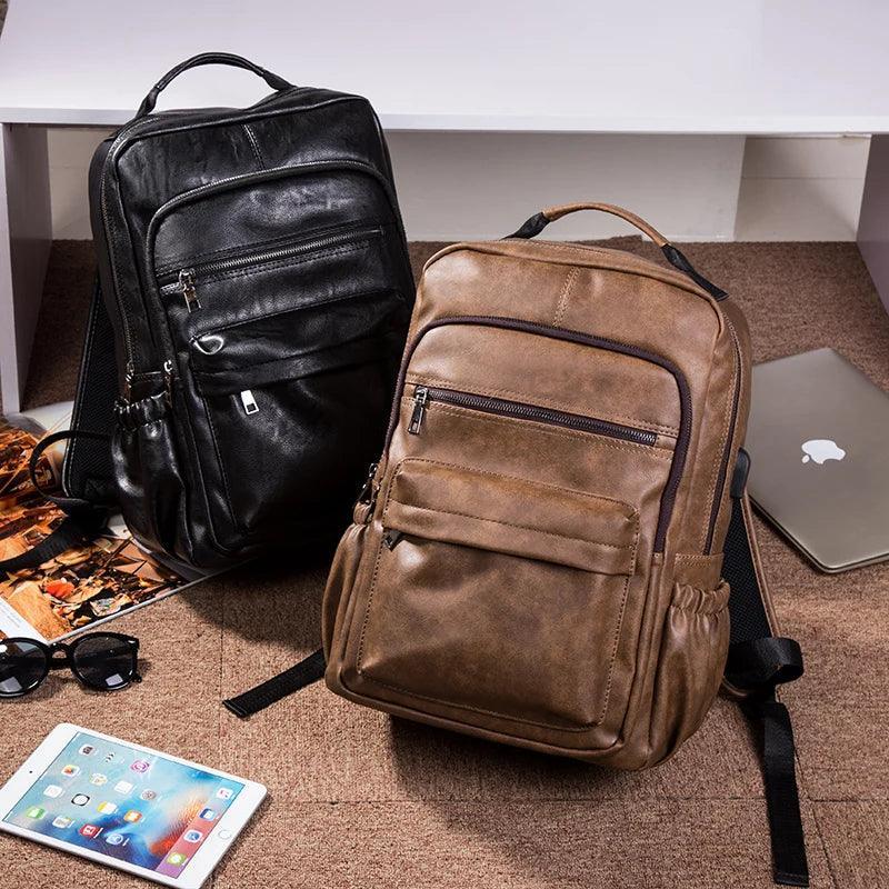 Compact Leather Backpack