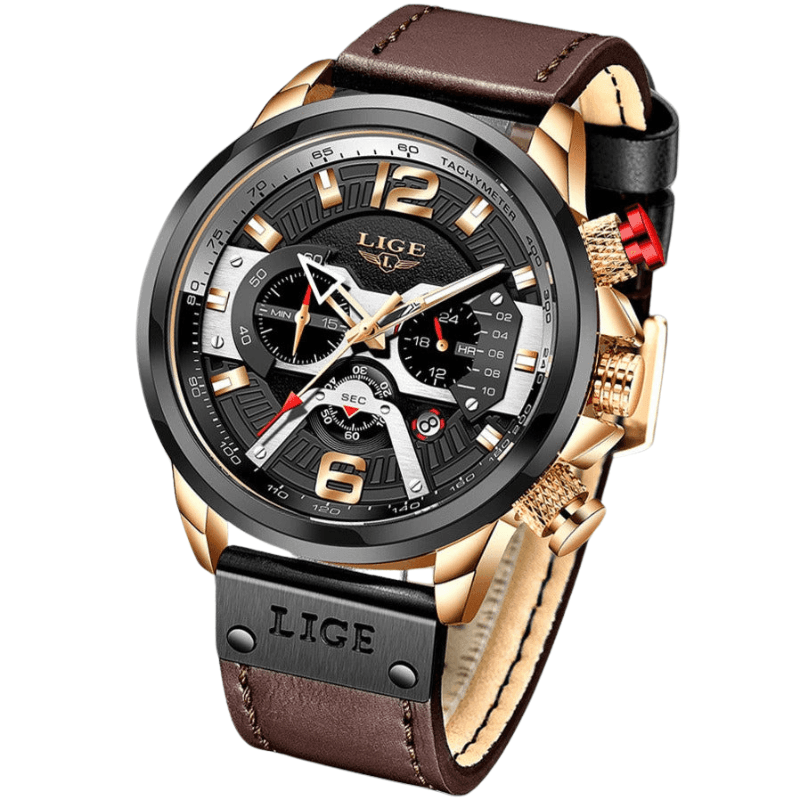 Lige Time Luxus Leather Strap Watch