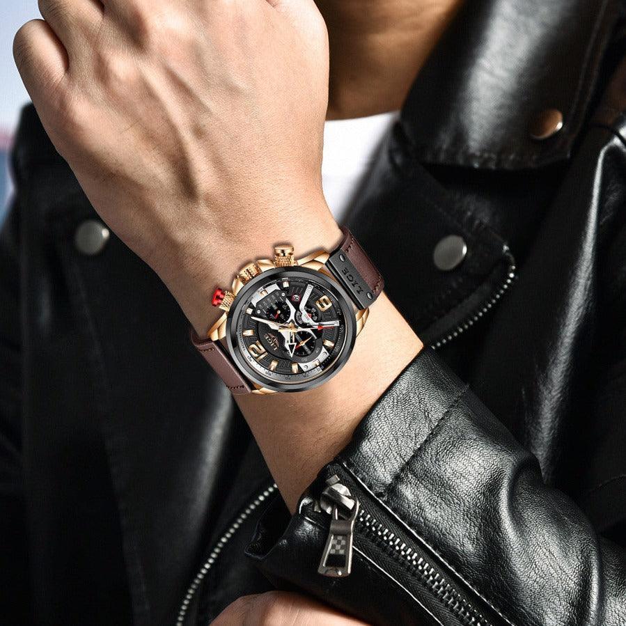 Lige Time Luxus Leather Strap Watch