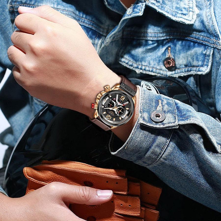 Lige Time Luxus Leather Strap Watch