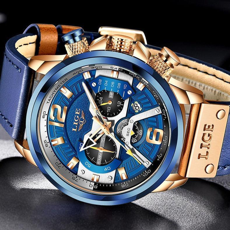 Lige Time Luxus Leather Strap Watch