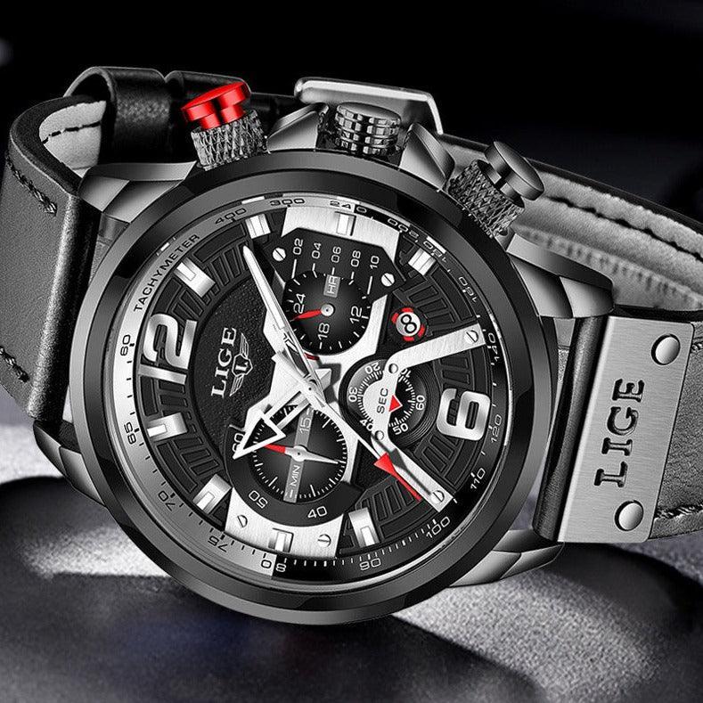 Lige Time Luxus Leather Strap Watch