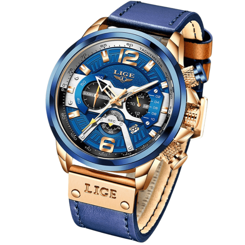 Lige Time Luxus Leather Strap Watch