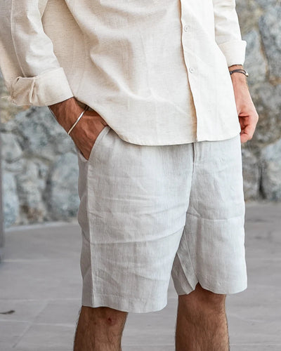 Buyer showing the Monaco Premium Linen Shorts