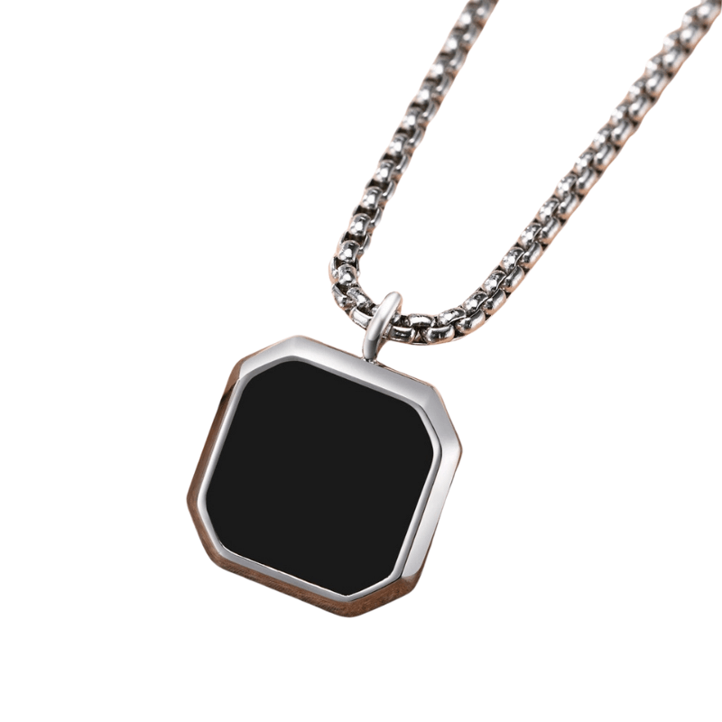 Tavros Stainless Steel Stilus Stone Necklace