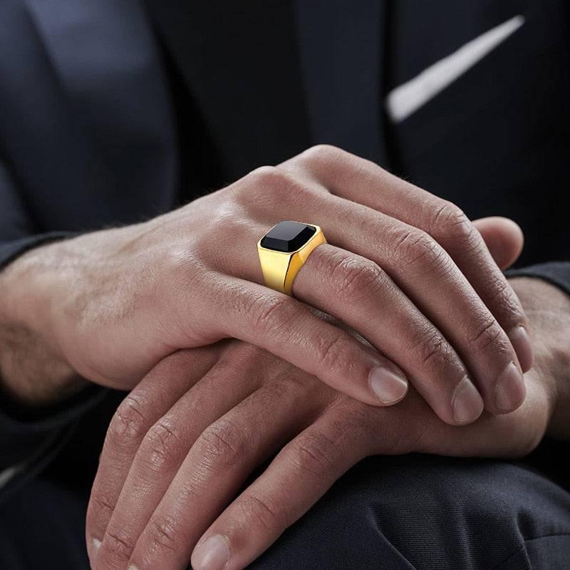 Tavros Golden Black Diamond Ring