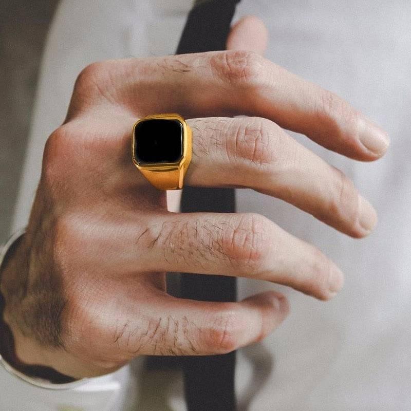 Tavros Golden Black Diamond Ring