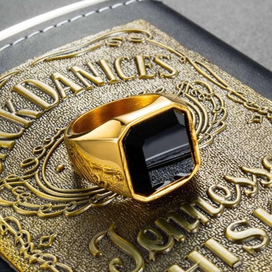 Tavros Golden Black Diamond Ring