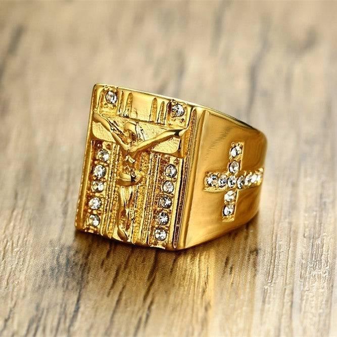 Tavros Golden Crucifix Ring