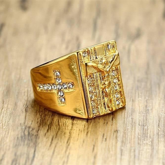 Tavros Golden Crucifix Ring