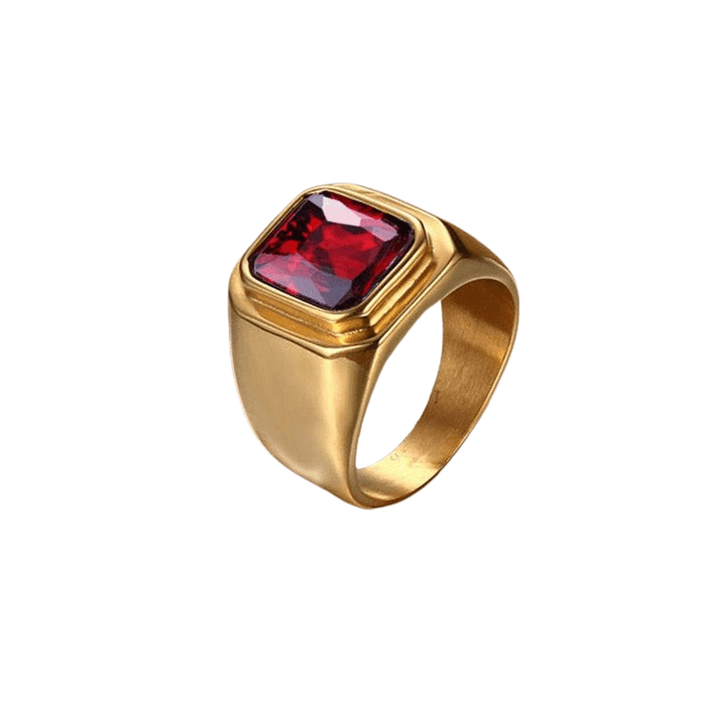 Tavros Golden Ring with Red Stone