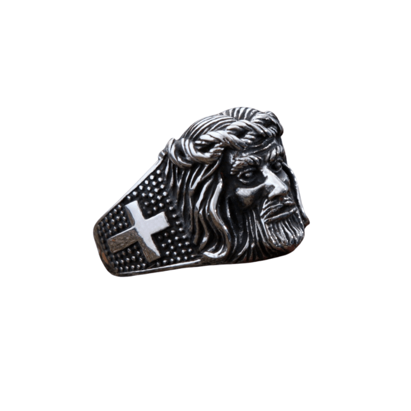 Tavros Silver Steel Jesus Face Ring