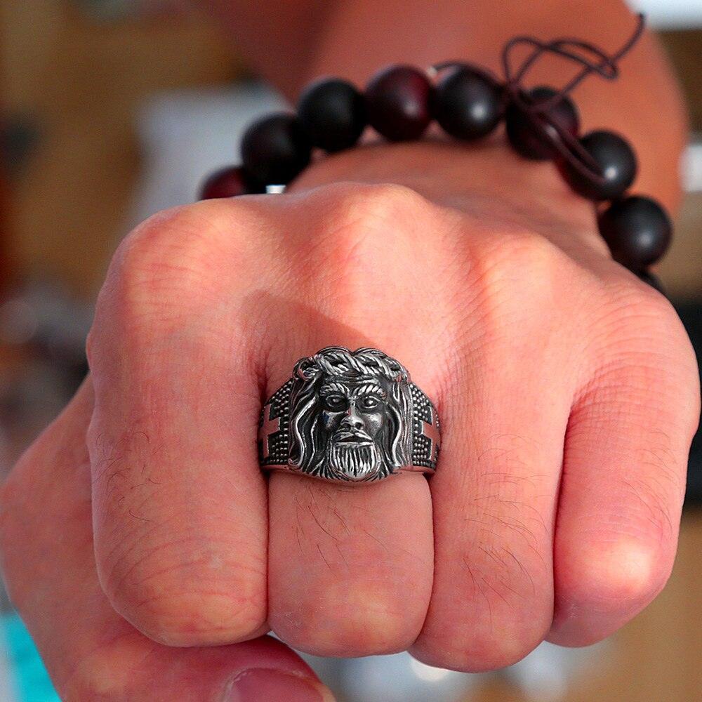 Tavros Silver Steel Jesus Face Ring