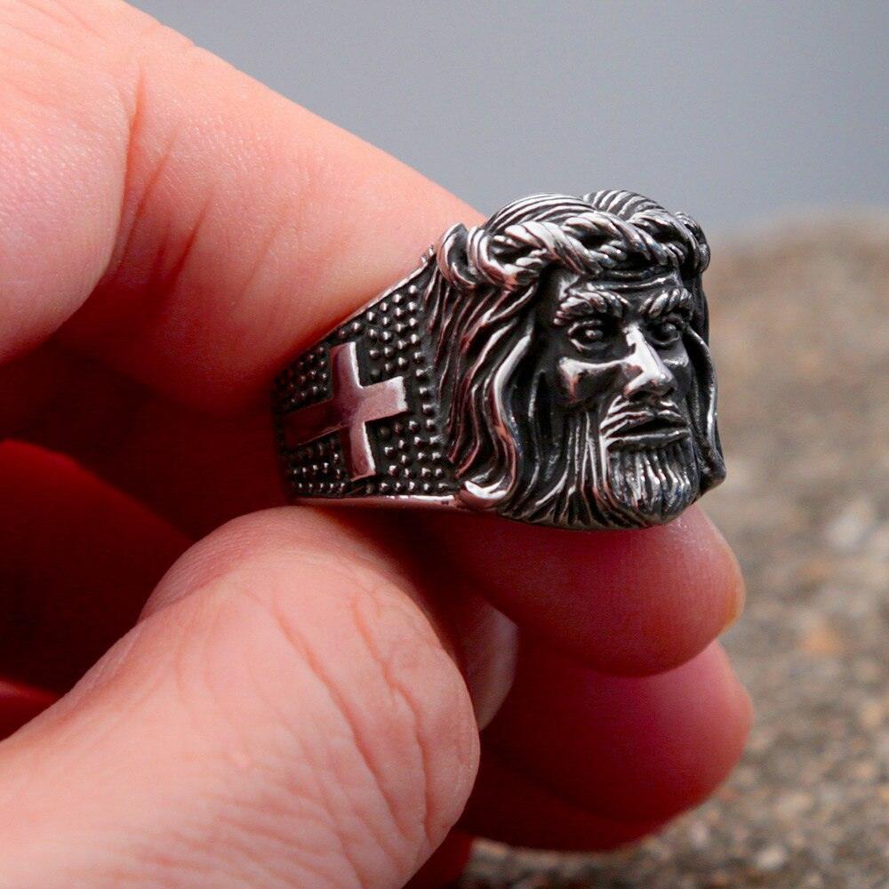 Tavros Silver Steel Jesus Face Ring