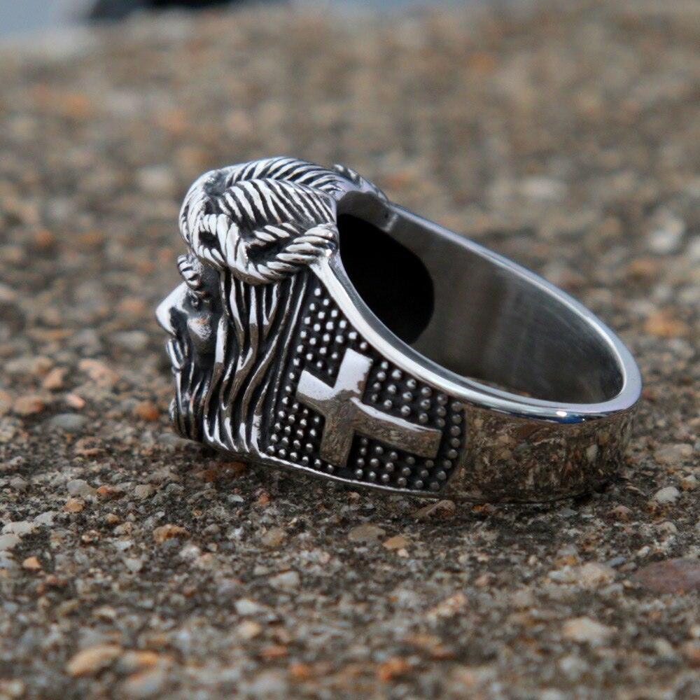 Tavros Silver Steel Jesus Face Ring