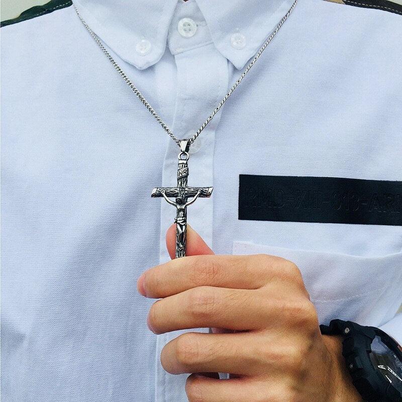 Tavros Stainless Steel Crucifix Necklace