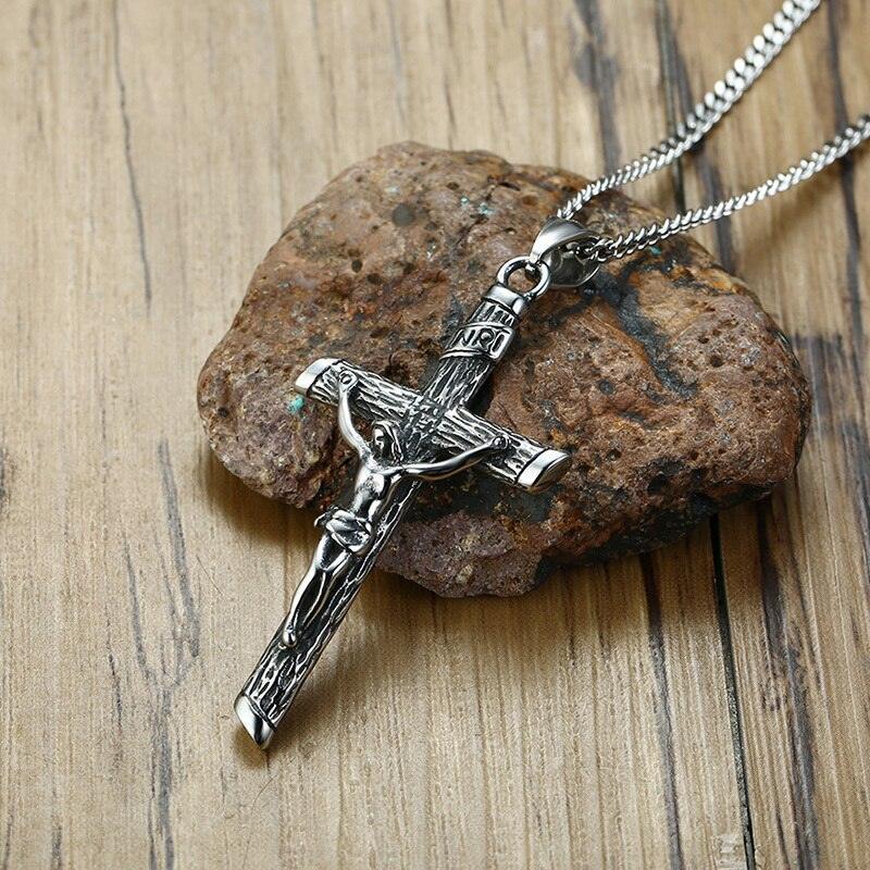 Tavros Stainless Steel Crucifix Necklace
