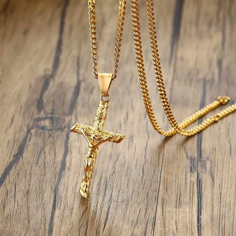 Tavros Stainless Steel Crucifix Necklace