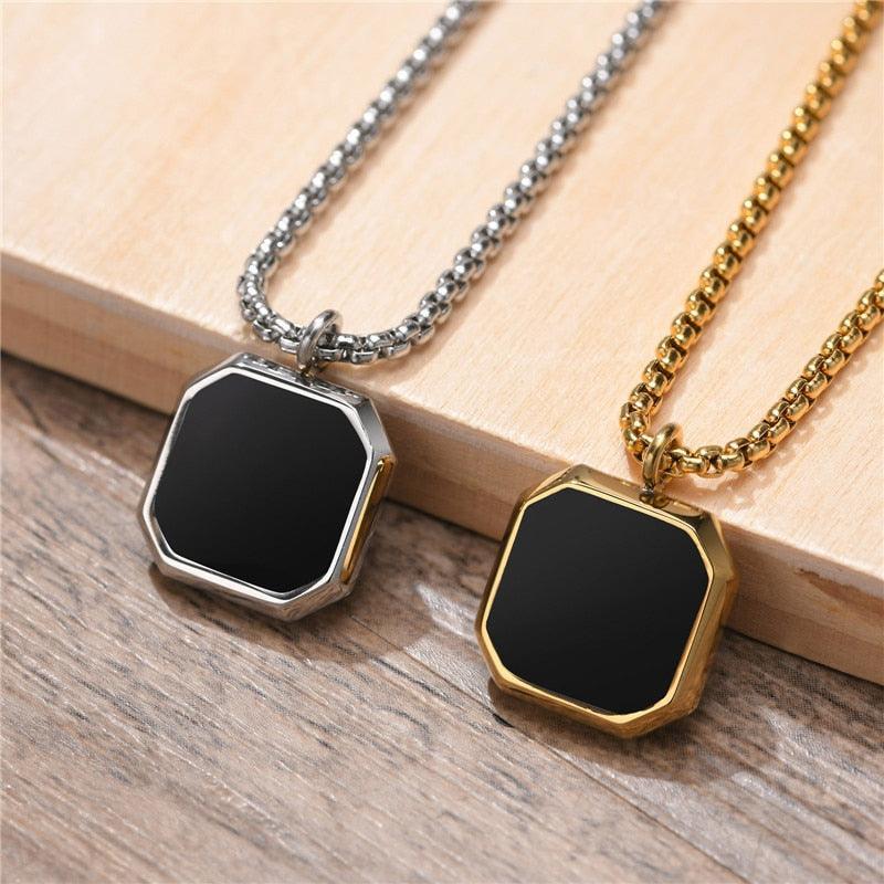Tavros Stainless Steel Stilus Stone Necklace