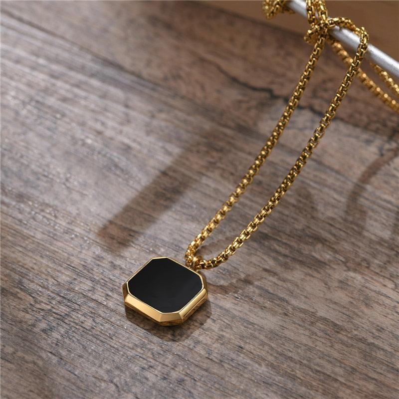 Tavros Stainless Steel Stilus Stone Necklace