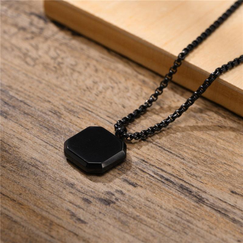 Tavros Stainless Steel Stilus Stone Necklace