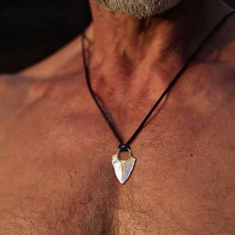 Tavros Silver Solar Arrow Pendant Necklace
