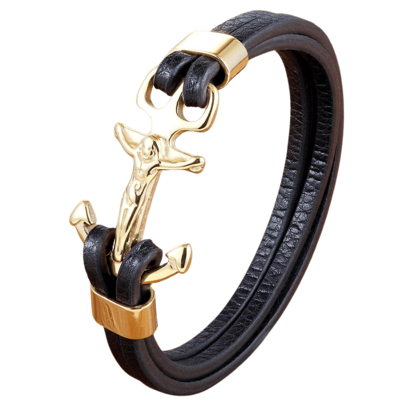Tavros Christ Anchor Leather Bracelet