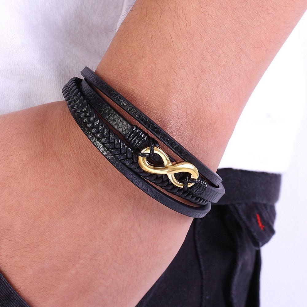 Tavros Infinity Leather Bracelet